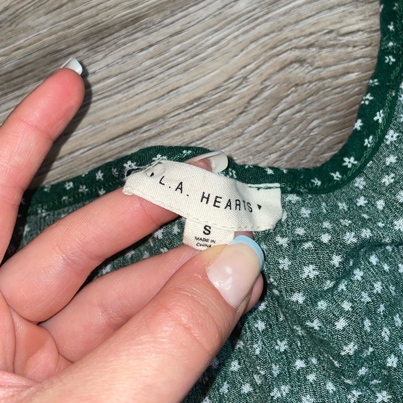 pacsun babydoll dress, size small, green with white floral - Picture 3 of 3